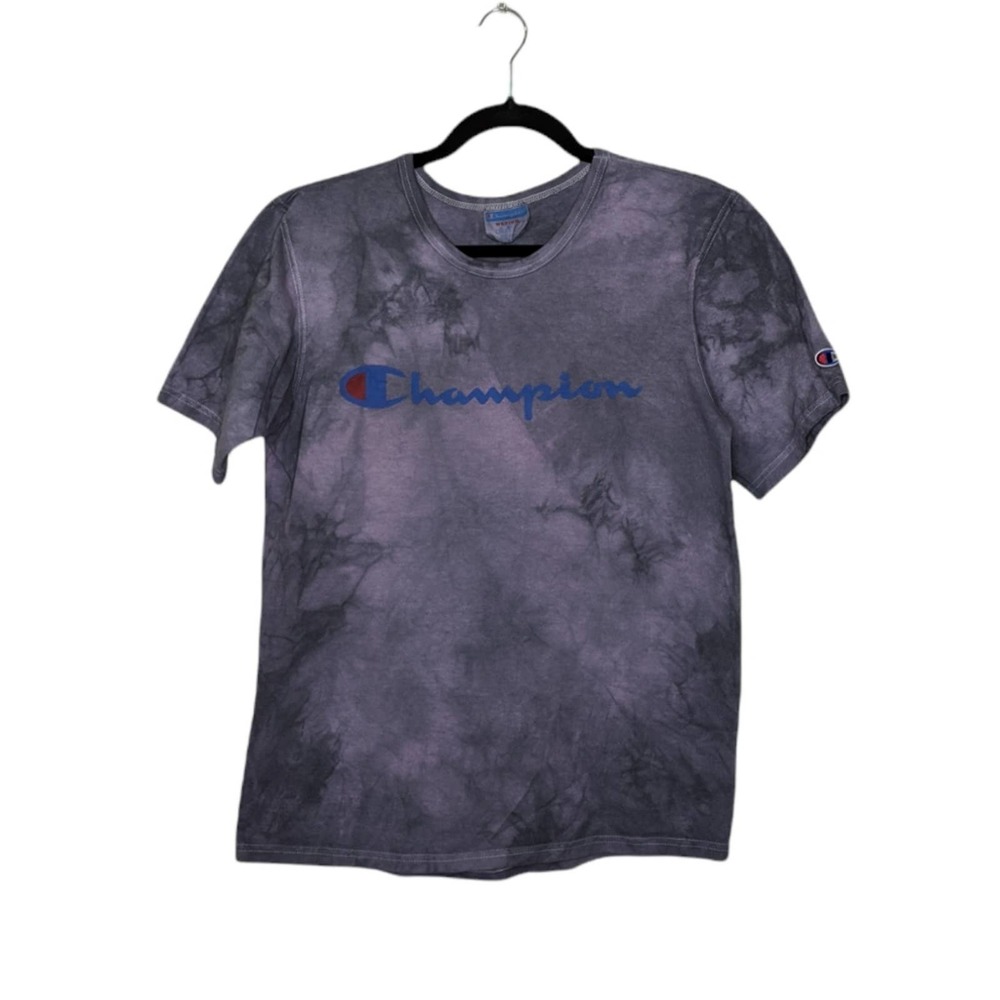 Vintage Champion Tie Dye Wash Style Spellout Logo Shirt Medium